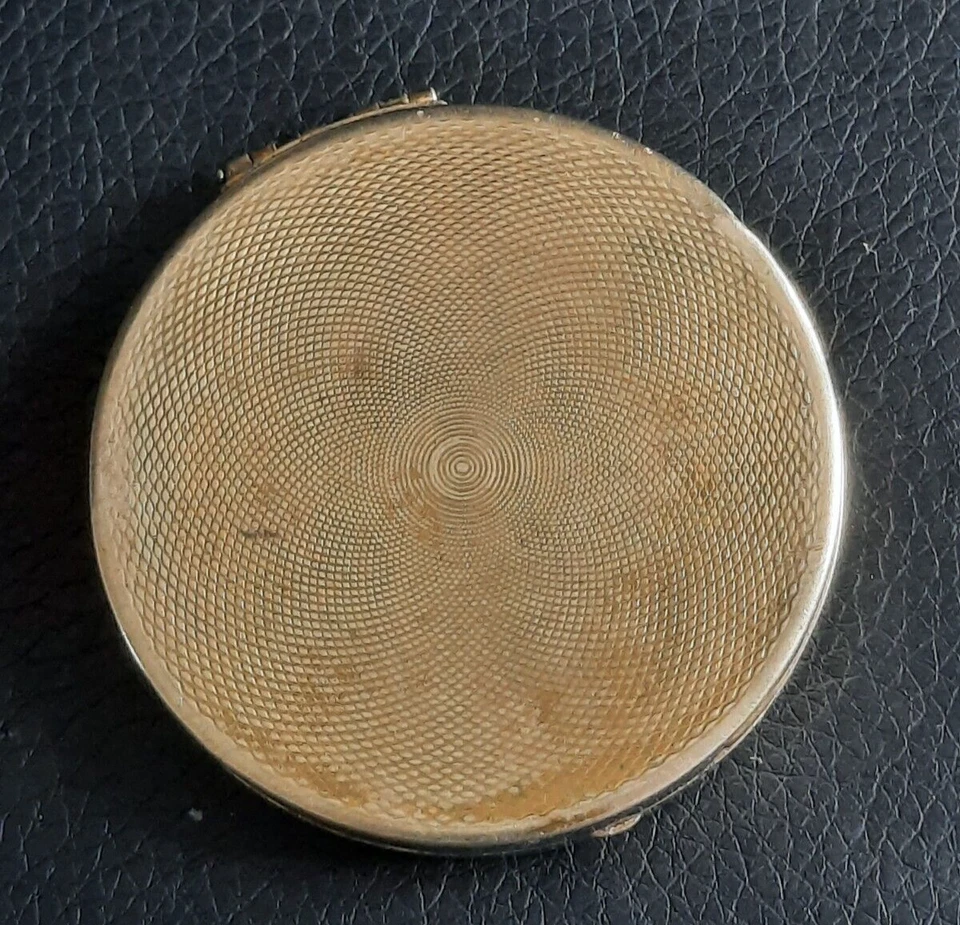 ANCIEN PETIT POUDRIER DE SAC EN METAL DORE VINTAGE MARQUE HOUBIGANT FRANCE - Photo 3/4