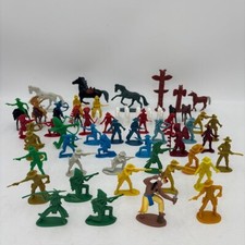 Vtg 59 Piece Lot - Western Cowboys  Indians Horses Plastic Figures Totem Poles