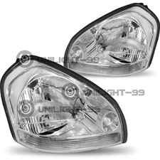Pair For 2005-2009 Hyundai Tucson Halogen Chrome Headlights Assembly Headlamps 