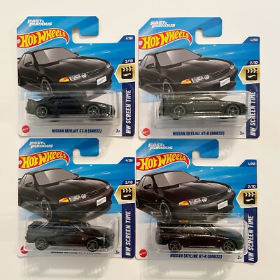2025 Hot Wheels Nissan Skyline GT-R  (BNR32) Short Card Lot Of 4 Fast & Furious