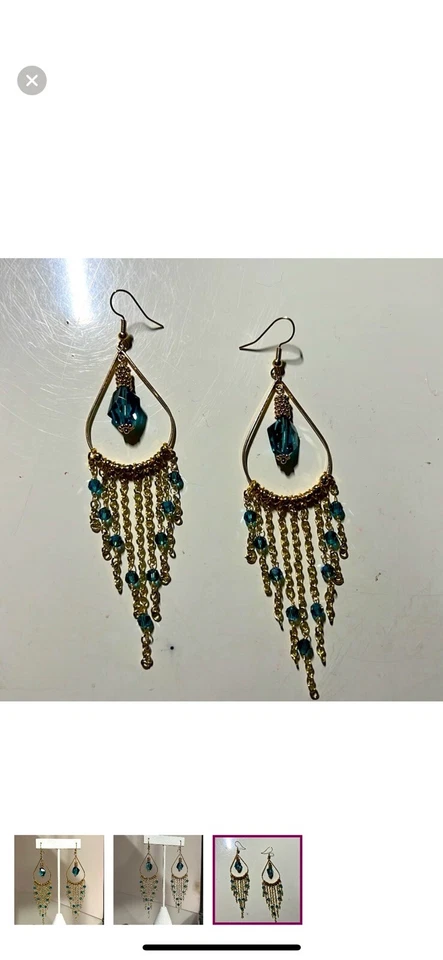 Pendientes araña Swarovski. Hallazgos rellenos de oro. Hecho a mano de 3 3/4 de largo Foto 3 de 3