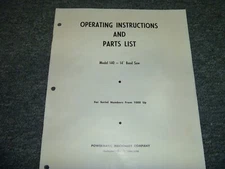 Powermatic 140 Band Saw 14" Parts Catalog & Owner Operator Manual S/N 1000-Up
