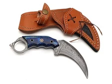 New FH Knives Damascus Karambit Fixed Blade Knife KMBT-001