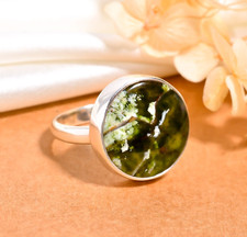 Green Baltic Amber Ring 925 Sterling Silver Handmade Statement Ring Gift for Her