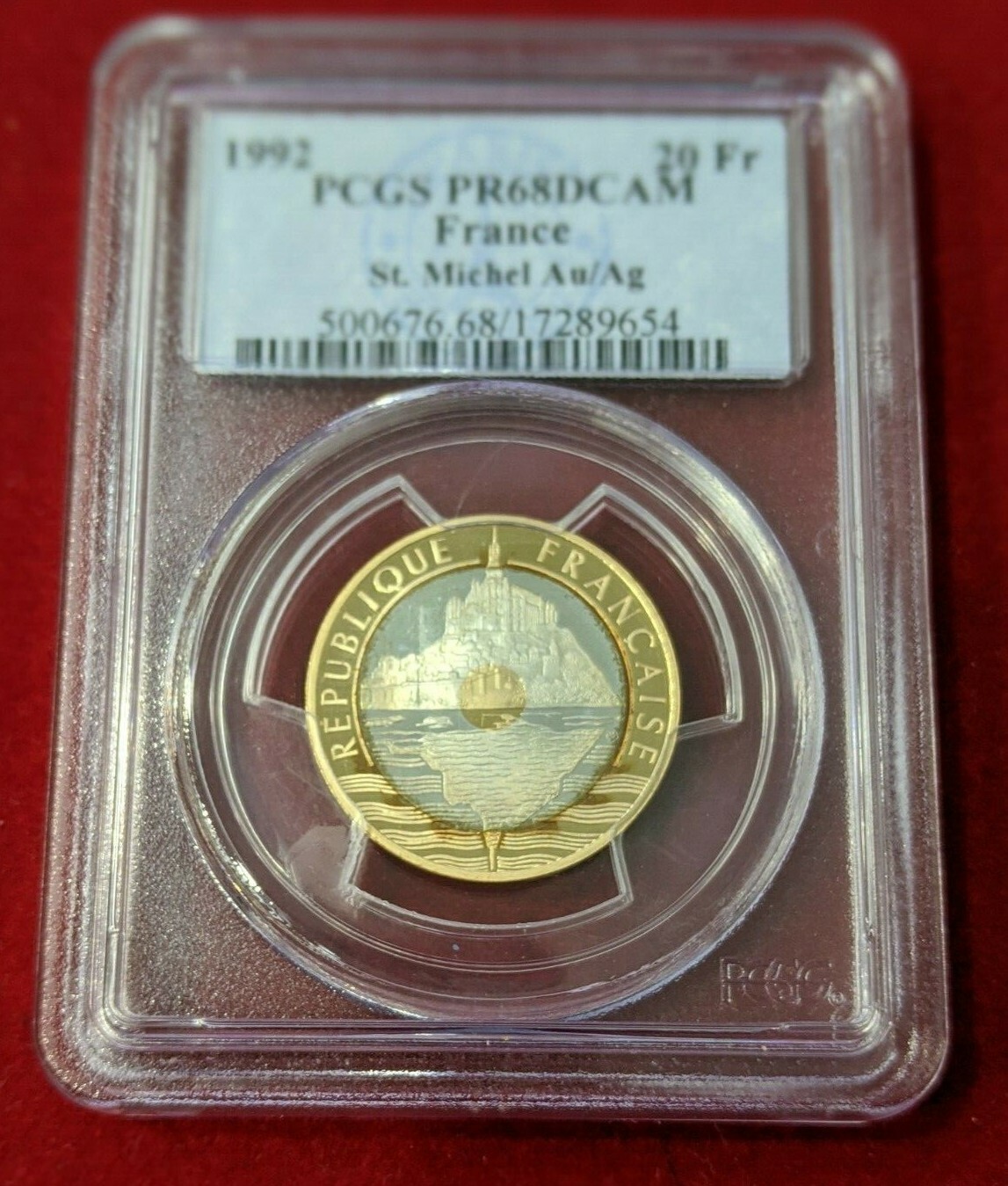 Valeur Piece 20 Francs 1992 Mont St Michel Ve Republic 20 Francs Gold & Silver Mont Saint Michel 1992 PCGS Pr 68 DCAM  | eBay