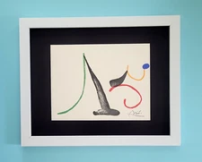JOAN MIRO + 1971 BEAUTIFUL SIGNED PRINT MOUNTED AND FRAMED 11x14in + BUY NOW!!