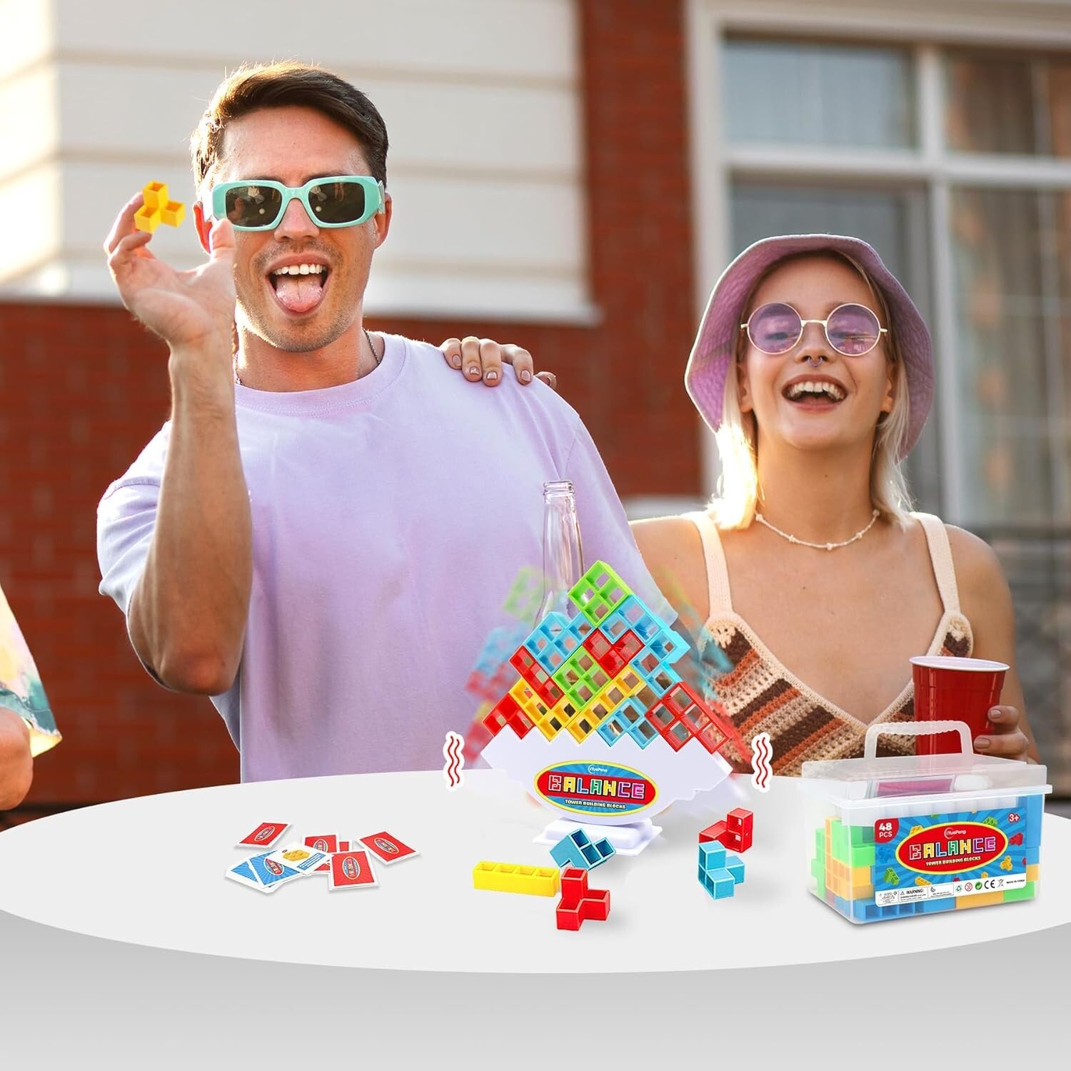 48 Pcs Board Games for Kids & Adults Tetra Balance Tower Stacking Toys Perfec...