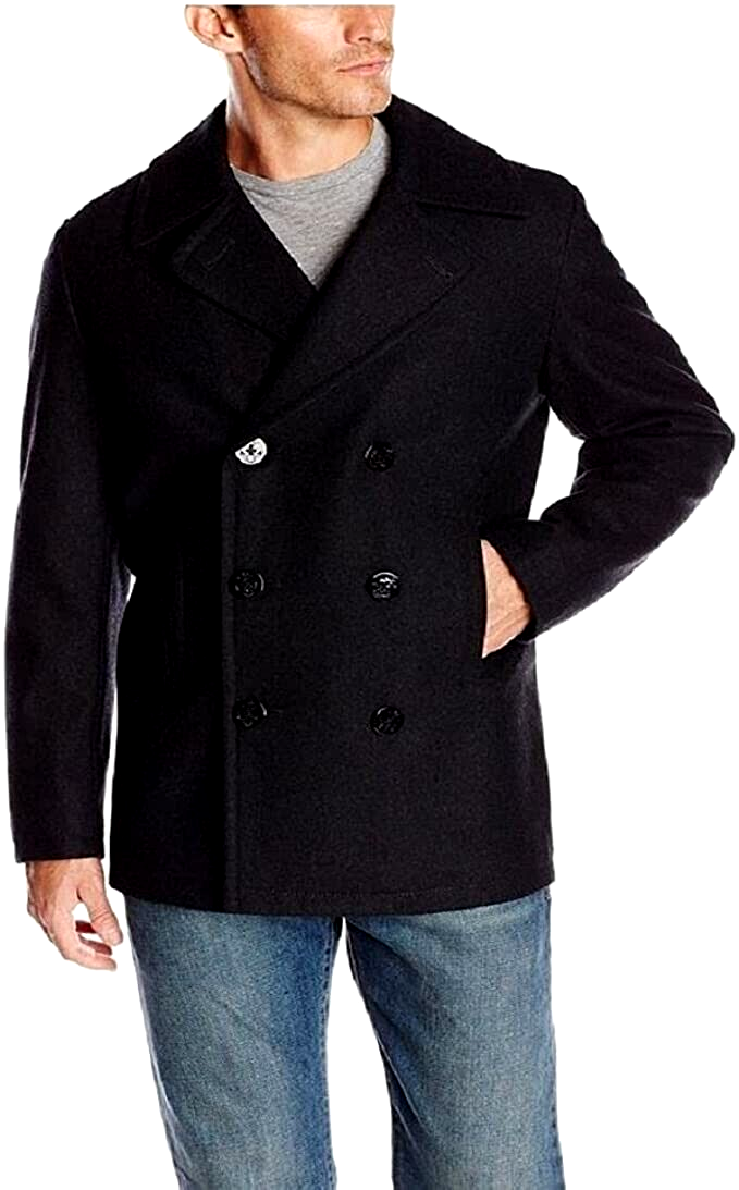 New Nautica Wool Peacoat Charcoal DARK Classic Double Breasted