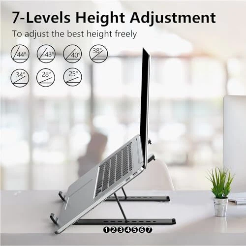 Laptop Stand for Desk, Adjustable Laptop Riser ABS+Silicone Foldable Black Laptop Stand for Desk, Adjustable Laptop Riser ABS+Silicone Foldable Black