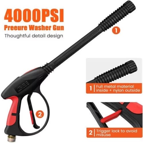 4000PSI High Pressure Car Power Washer Gun Spray Wand Lance Nozzle and Hose Kit - Bild 14 von 38