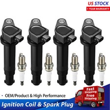 4 Ignition Coils & 4 Iridium Spark Plugs For 06-11 Hyundai Accent L4 1.6L UF499