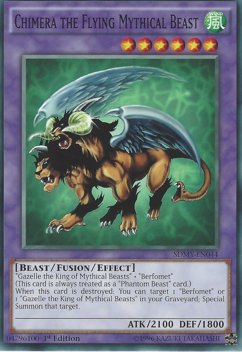 YU-GI-OH CARD: CHIMERA THE FLYING MYTHICAL BEAST - SDMY-EN044 - 1st EDITION