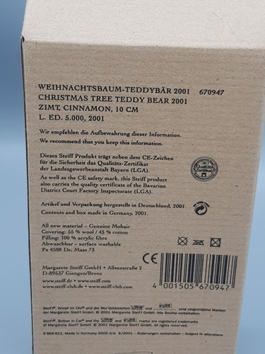 STEIFF LEBKUCHEN-Bär Teddy Anhänger Nr. 670947 ca.10cm in OVP Zertifikat TOP - Bild 10 von 10