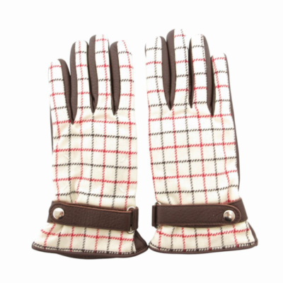 Maison Margiela 14 Gloves Check Pattern Wool Cashmere Deer Leather