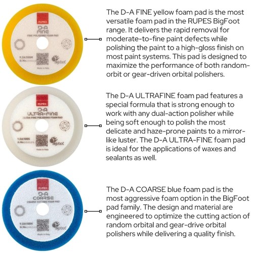 Rupes D-A Series 4" Foam Polishing Pads Kit - 6 Fine; 6 Ultra-Fine; 6 Coarse - Picture 5 of 10
