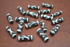 30 PCS CHOCOLATE BROWN SWIRL BUFFALO BONE TUBE BEADING BEADS 1"