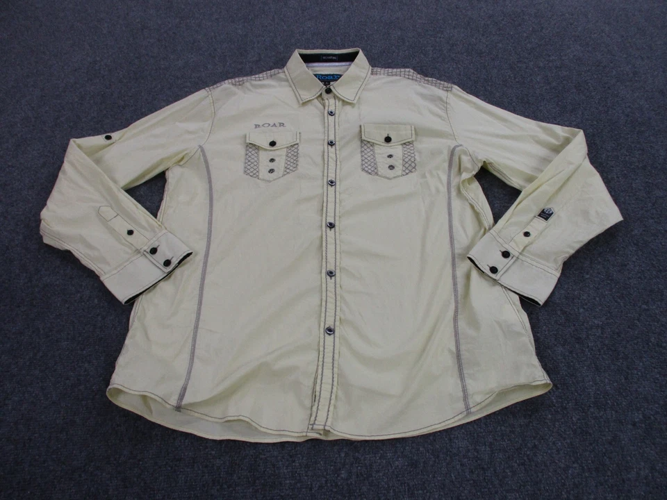 Roar Shirt Adult XL Yellow Rodeo Western Pockets Lightweight Outdoors Mens - Image 2 of 4