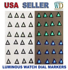 Watch Dial Hour Markers 12 pieces Blue Green LUMINOUS Numerals Triangles Parts