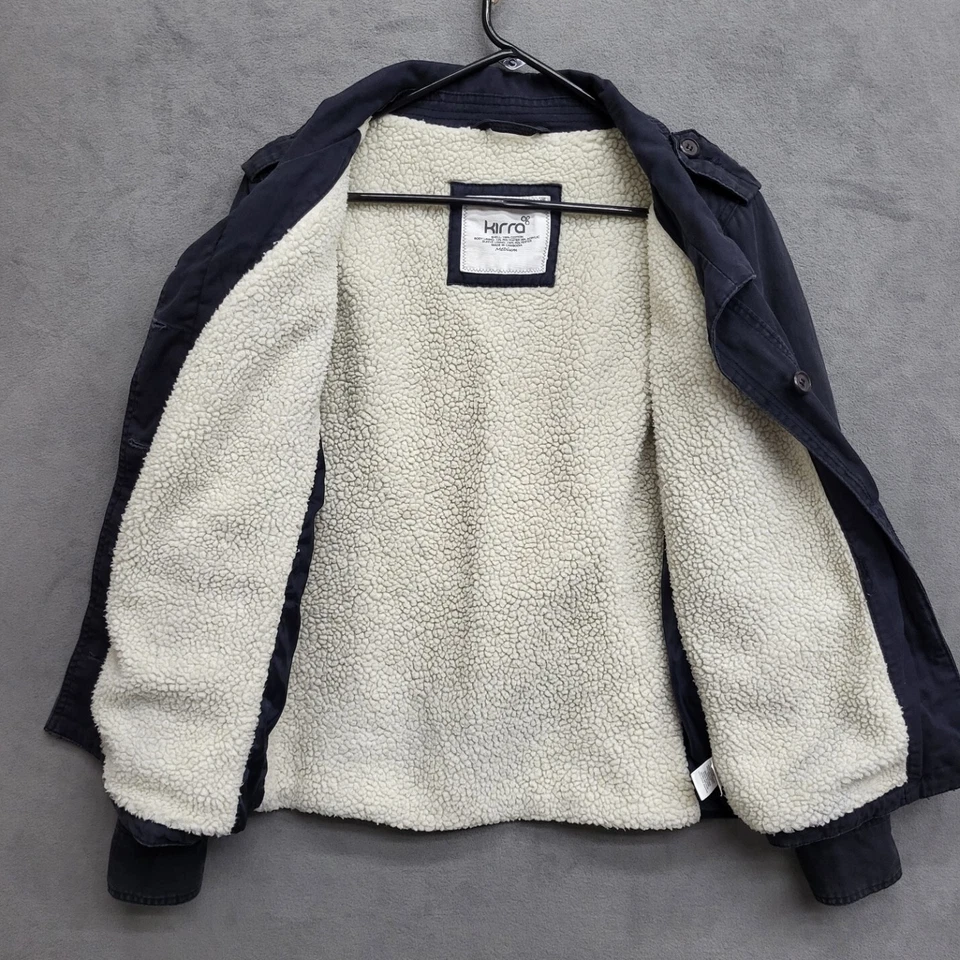 Chaqueta Kirra Army Para Mujer Talla Mediana Negra Forro Sherpa Chaqueta Abrigo de Trabajo Foto 4 de 4