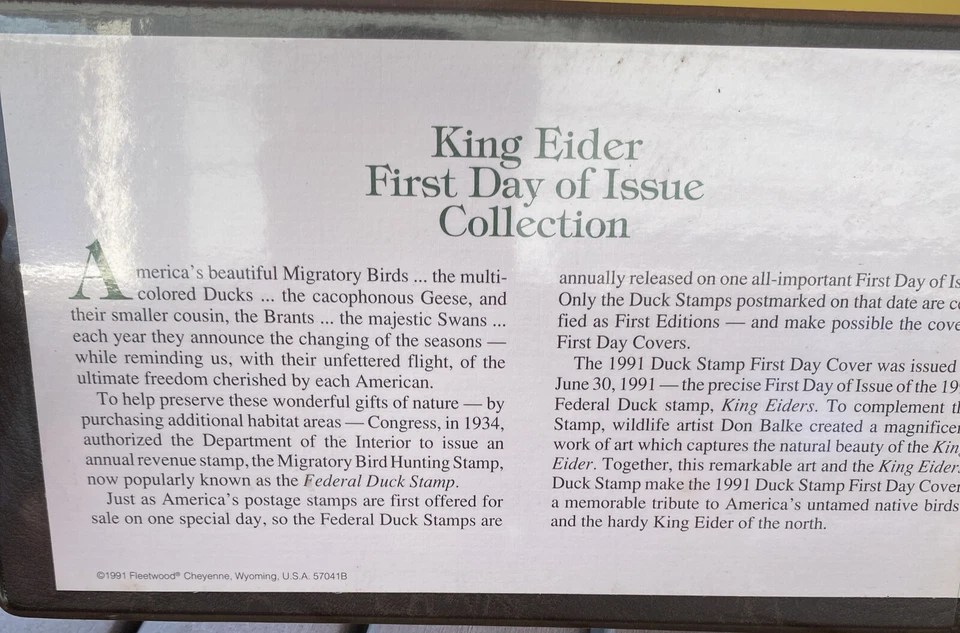 1996 Federal Duck Stamp, First Day of Issue Mint in Presentation Binder.. - Image 2 of 4
