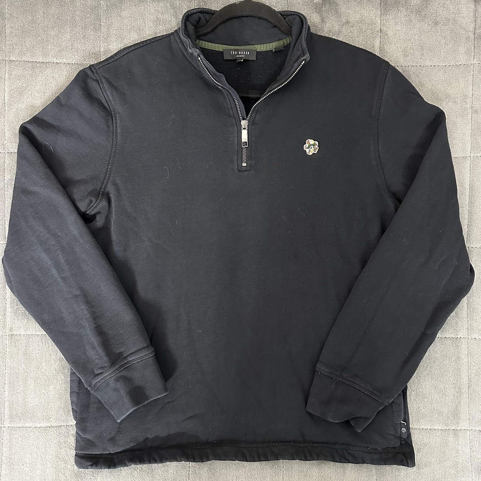Ted Baker London 1/4 Zip Pullover Sweatshirt Black Mens Size US