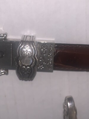 VTG Brighton Moc Croc Leather Belt Silver Buckle Reversible  display picture 2