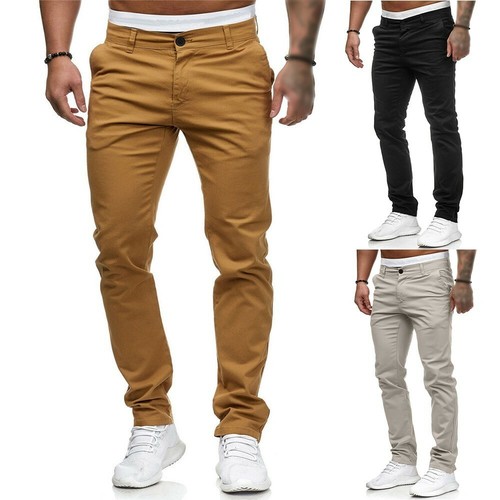Pantaloni da Uomo Cargo Jogging Ufficio Tasca Solido Colore Stretch Ogni  Giorno | eBay