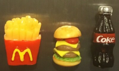 3D Mini Fridge Magnet Food Drink Coke Cheese Hamburger Fries Handmade Lot    3