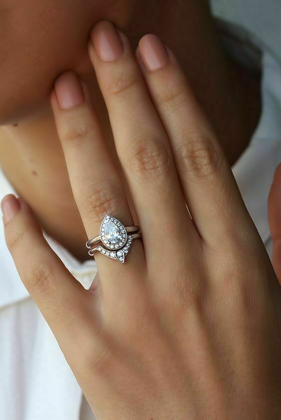 Unique Third Eye 2 CT Pear Cut White CZ Women Wedding Anniversary