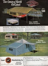 1968 Camel Oasis Trailer Lakeside Surveyor Tent Camping Original Color Print Ad