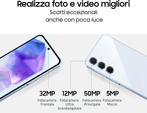 SAMSUNG GALAXY A55 5G DUAL SIM 128GB RAM 8GB ICEBLU GARANZIA 24 MESI - Foto 6 di 6