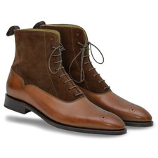 Stivali fatti a mano da uomo Stivali alti casuali in tweed con cinturino 