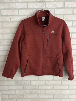 Nike ACG jacket Men s Sz L Burgundy Fleece Performance Full Zip Up outdoor gear