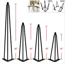 HST 6" - 30" Coffee Table Metal Hairpin Legs Iron Bar Black Set of 4 for DIY