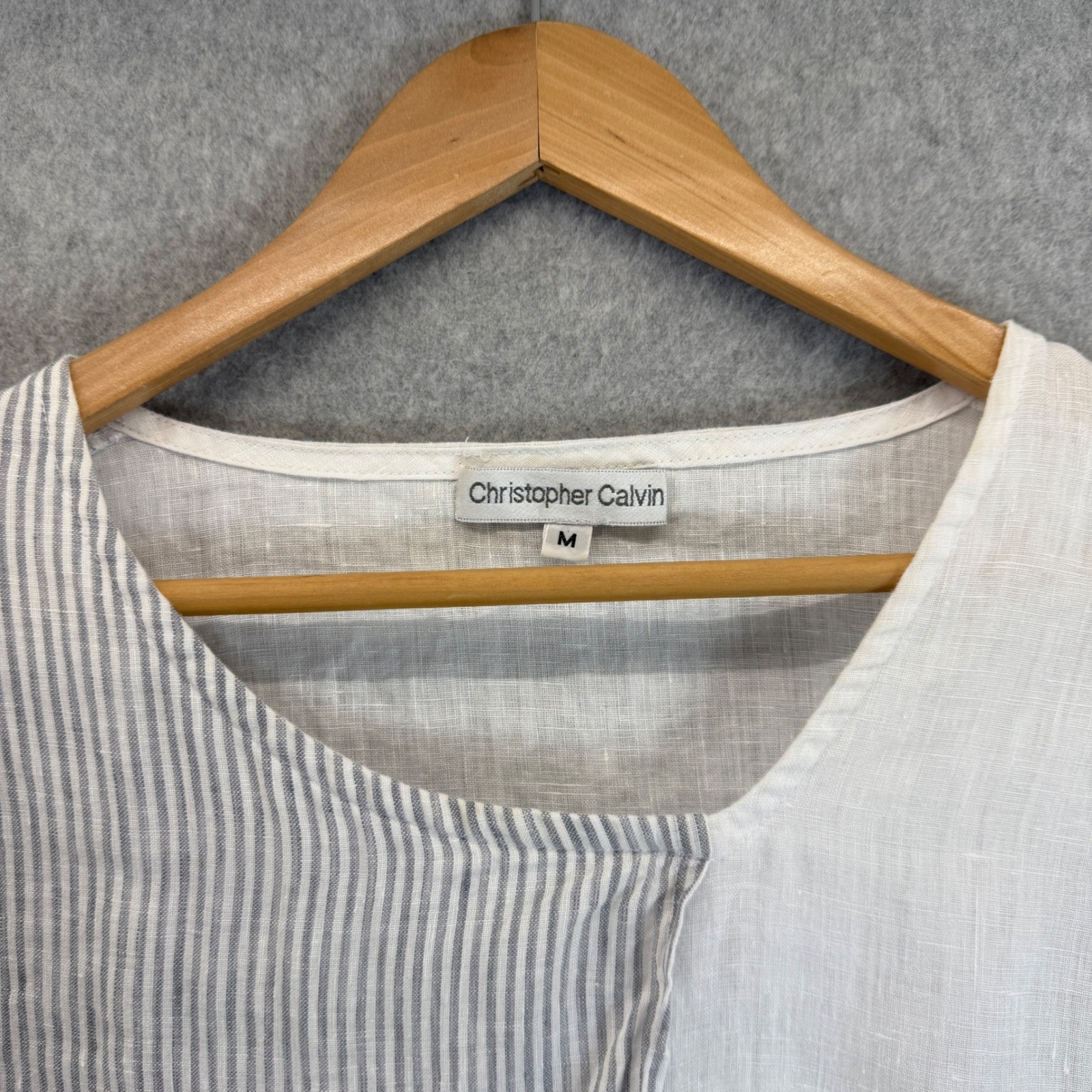 Christopher Calvin Linen Patchwork Top Asymmetric… - image 3