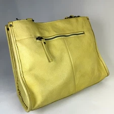 American Leather Co Cadmium Yellow Handbag Lenox Triple Entry Satchel Dbl Strap