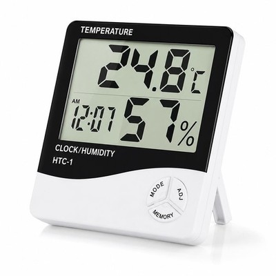 INDOTEAM Raumthermometer Hygrometer & Feuchtigkeitsmesser mit Uhr, weiß