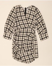ZARA Womens 3/4 Sleeve Sheath Dress UK 12 Medium Black Houndstooth DD02