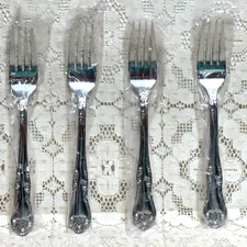 Oneida Mandolina Dinner Forks 8" Ultra Premium 18/10 Stainless Glossy Nu Set 4