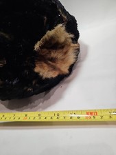 ANTIQUE Vintage SHEARED BEAVER or Black Mink FUR MUFF HAND WARMER SILKY LINING
