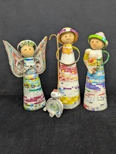 Rolled Paper Nativity Set 4 Piece Paper Craft Handmade Nativity Crafty Christmas