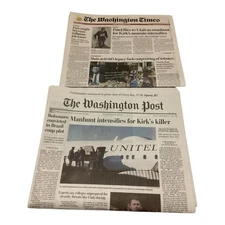 NEW CHARLIE KIRK MANHUNT LOT OF 2 WASHINGTON POST/TIMES NEWSPAPER 9/12/25 "