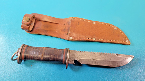 WWII EGW Waterman Fighting Knife Private Purchase Sawback + Sheath TR1145