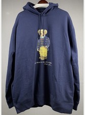 NWT POLO RALPH LAUREN Men Big  Tall Navy Blue POLO BEAR Fleece Pullover Hoodie