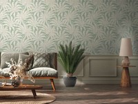Floral Detailierte Mustertapete Mit DschungelblüTe– GrüN, Gold, Silber