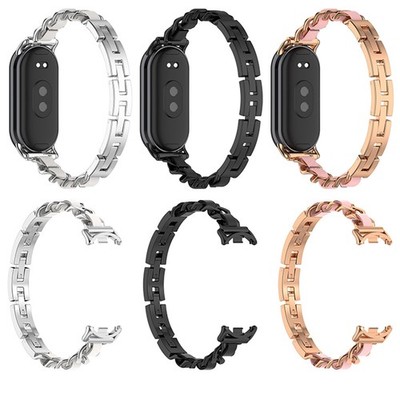 For Xiaomi Band8 Fashion Wristband Bracelet Metal Watch Strap Accessories
