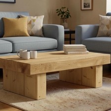 Handmade Wooden Beam Coffee Table - Solid and Heavy 