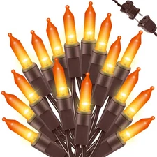 LAMPHOME Halloween String Light,100 Count 100ct, Orange-Brown Wire 