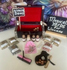 Wiccan Spell Kit - Wishing Beans, Lockable Chest, Herb Bags, Pendulum & Scroll