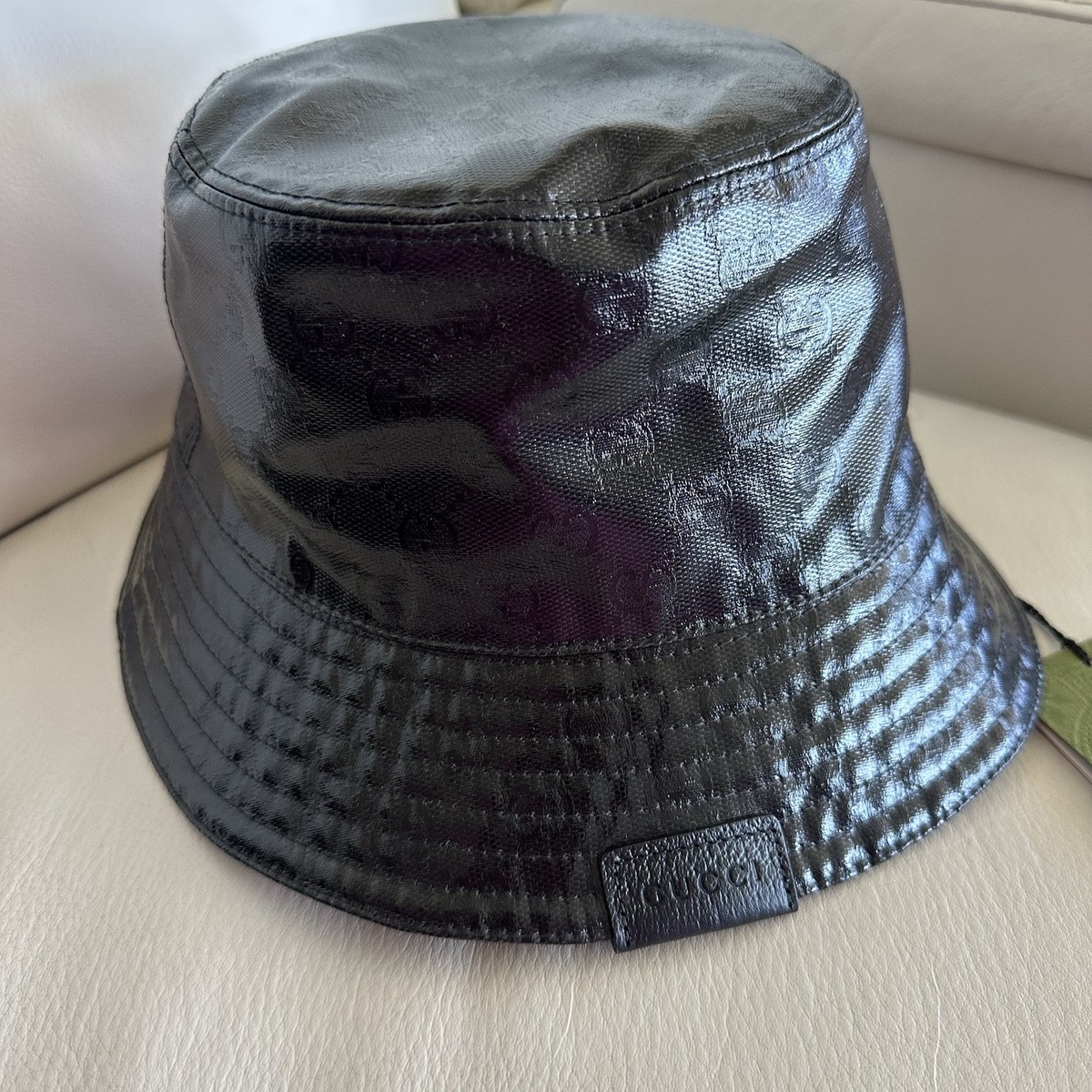 NWT GUCCI GG MONOGRAM LOGO BUCKET HAT MADE IN ITALY 760144 